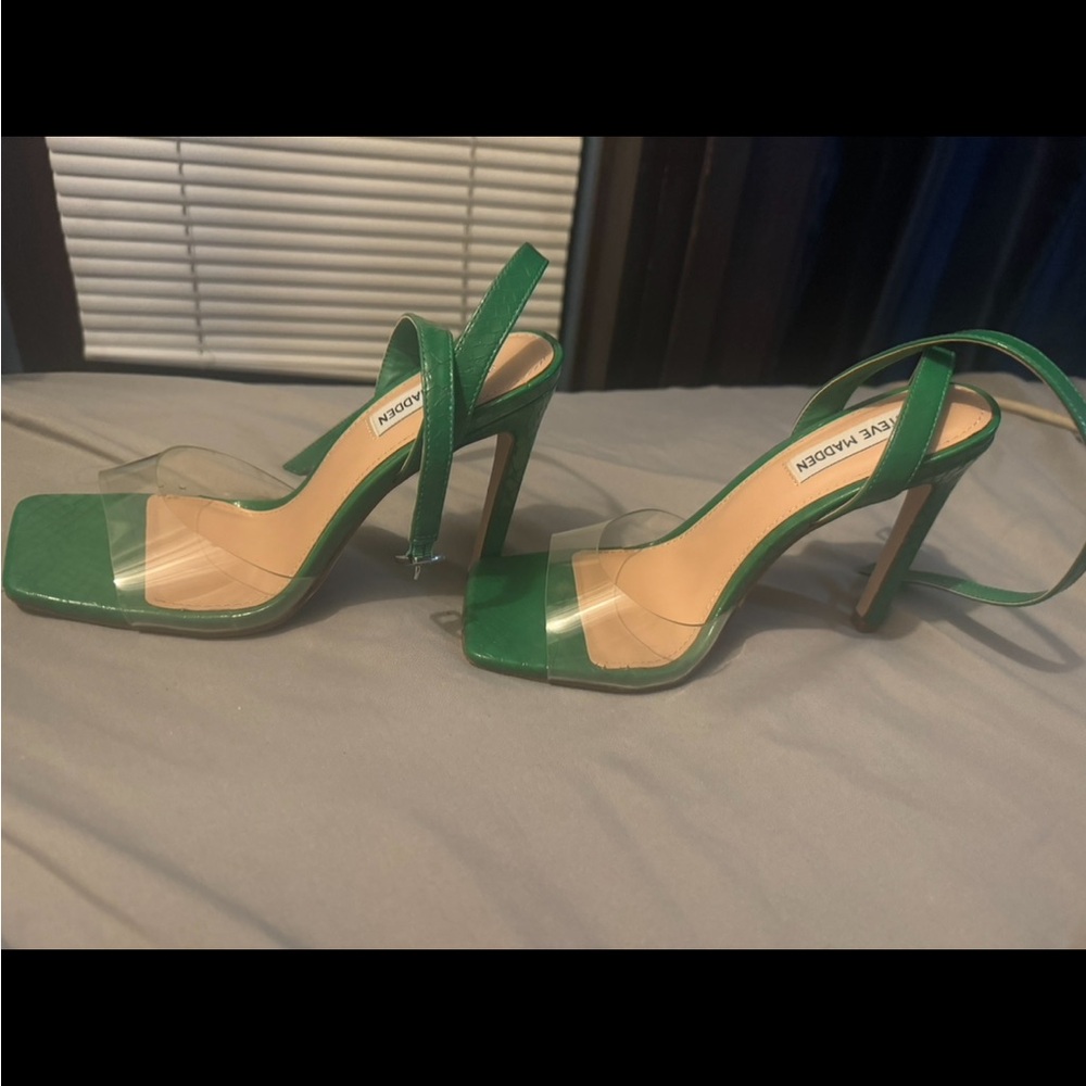 Green and clear Steve Madden high heels